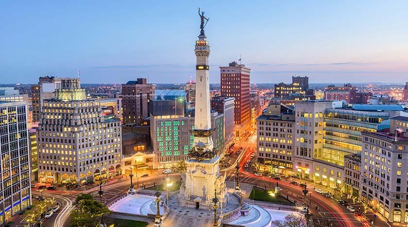 View of Indiana city representing security guards in Indiana